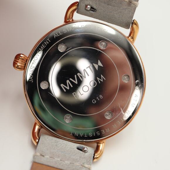 MVMT By Movado Bloom Women Rose Gold 36mm Watch Gray Leather Strap w New Battery - Picture 14 of 14